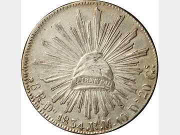 KM# SIMIL 377.4 – 8 Reales 1834 Durango Do RM. VF.