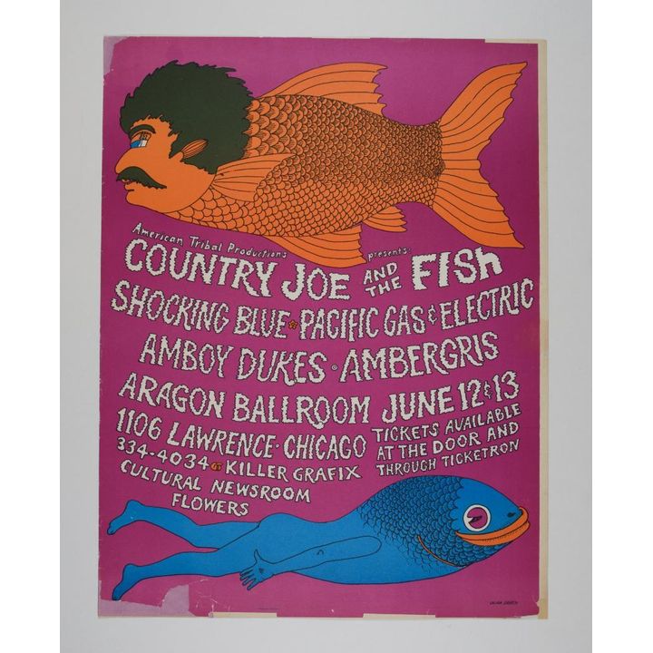 1970 AOR-4.208 Country Joe & The Fish Aragon Ballroom Poster Restored 69