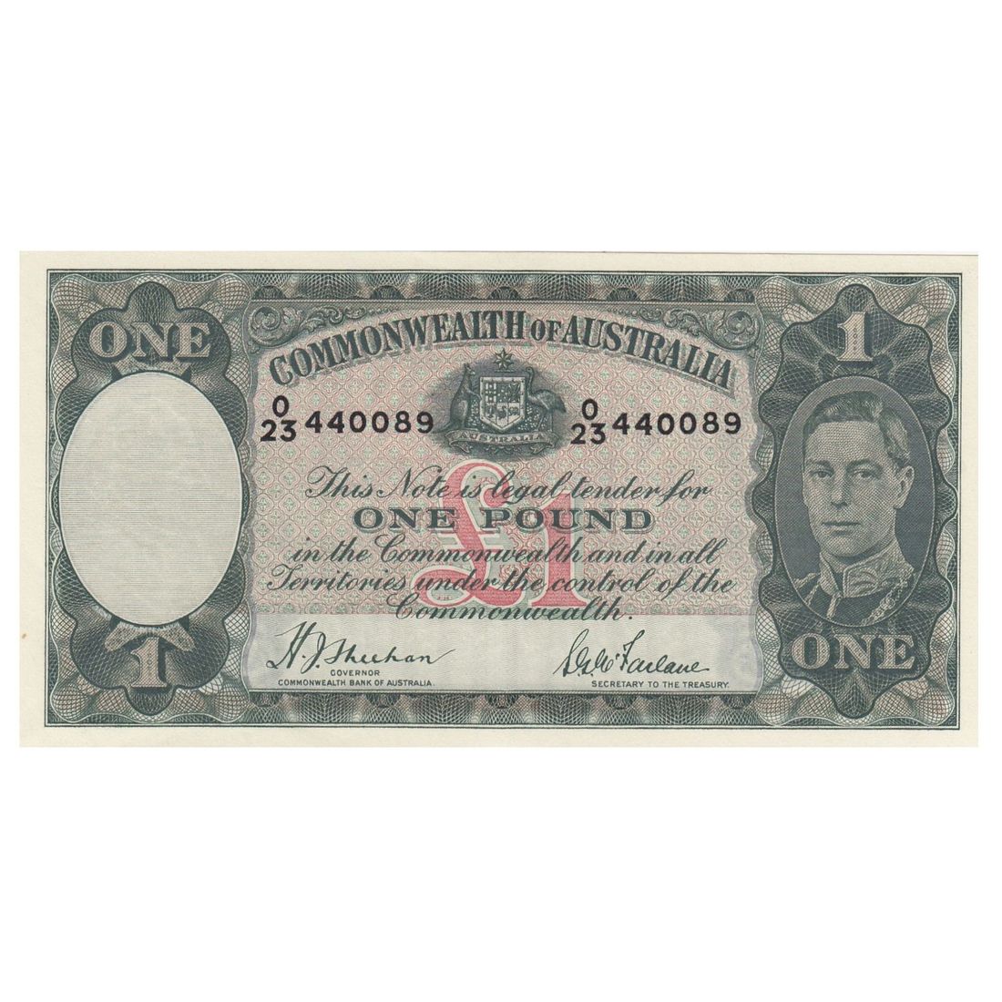 Australia 'Sheehan - McFarlane' £1 (1938), Uncirculated OPQ