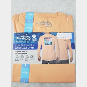 Reel Life Sun Ray Defender UPF 50 Men's Long Sleeve Fishing Boating Shirt - Apricot - Large