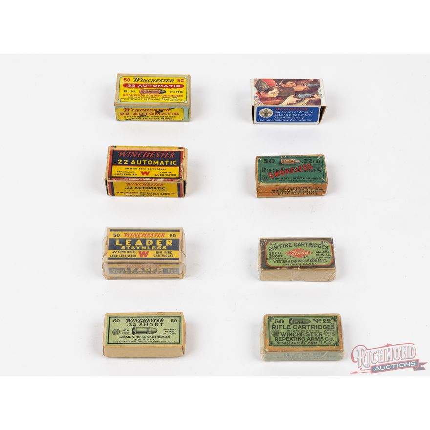 8 Collector Boxes of Winchester .22 Rimfire Short, Automatic, and LR ...