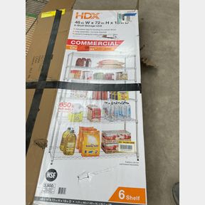 HDX - 6 Tier Commercial Grade Heavy Duty Steel Wire Shelving Unit - 48in W x 72in H x 18in D