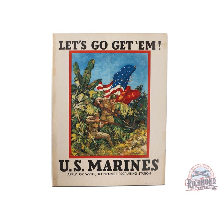 WWII Let's Go Get 'Em! U.S. Marines Recruiting Poster U.S.M.C. Dated 1942