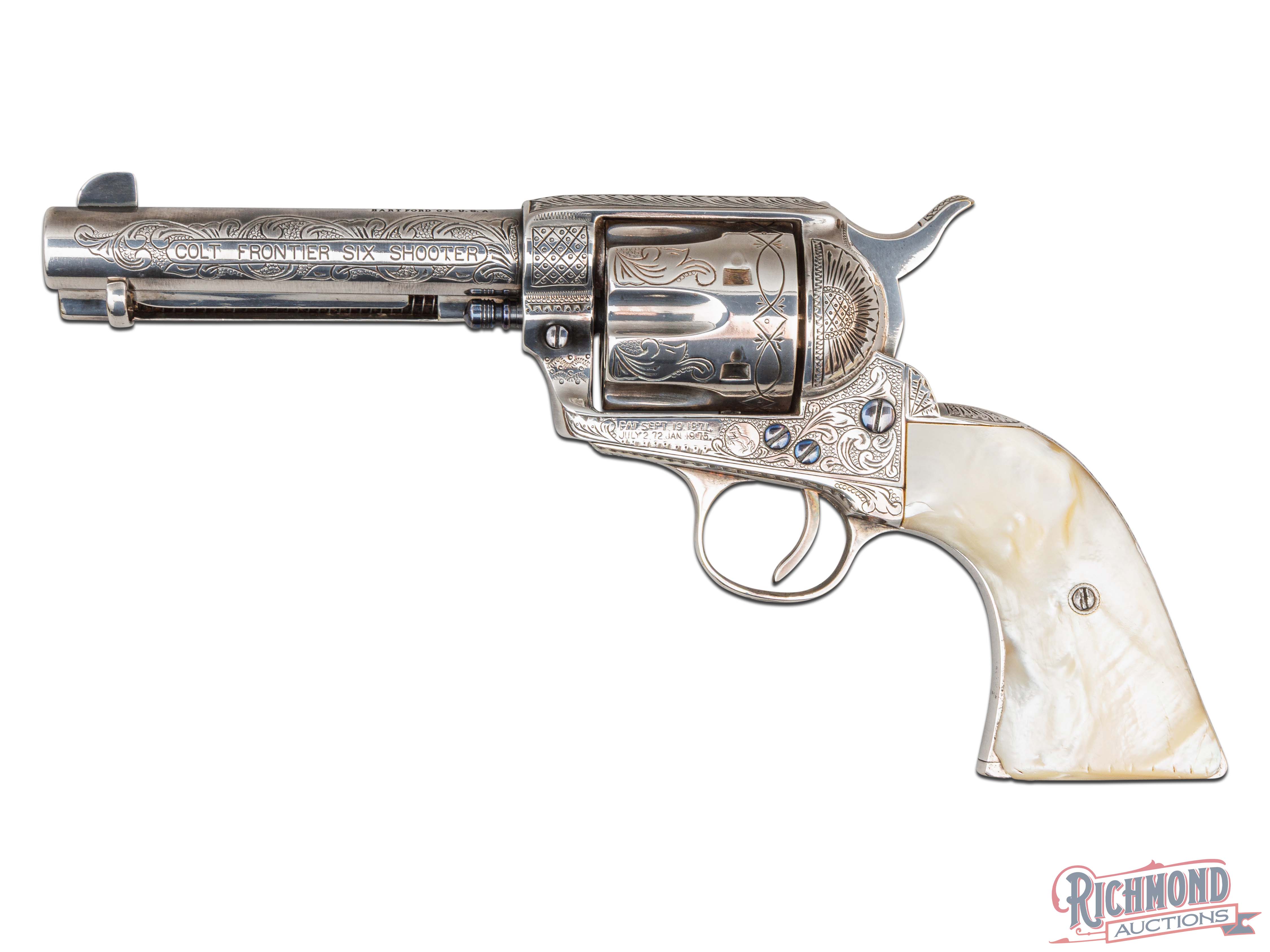 Stunning 1901 Colt Engraved Sterling Silver Frontier Single Action Army ...