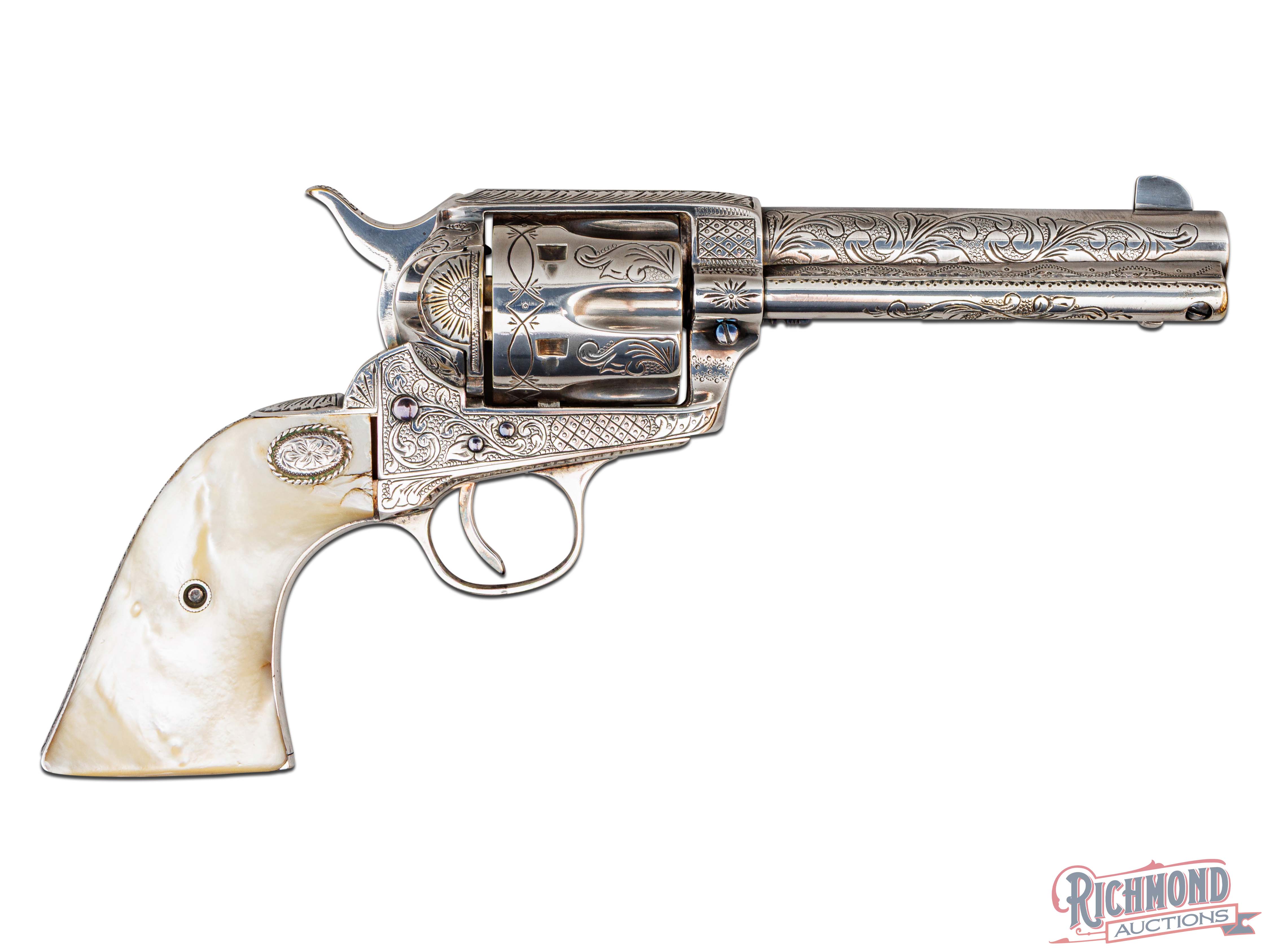 Stunning 1901 Colt Engraved Sterling Silver Frontier Single Action Army ...