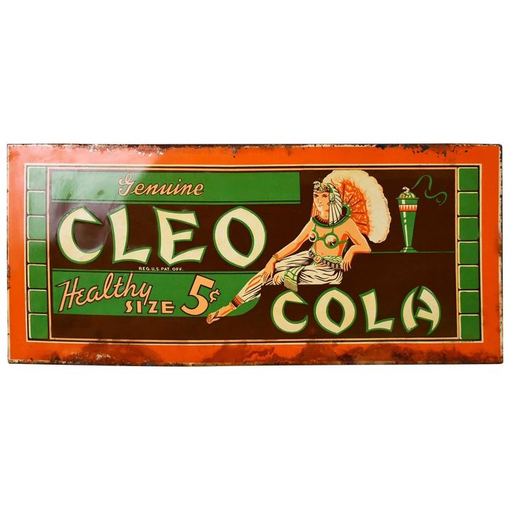 Genuine Cleo Cola "Healthy Size 5¢" Metal Sign (TAC)