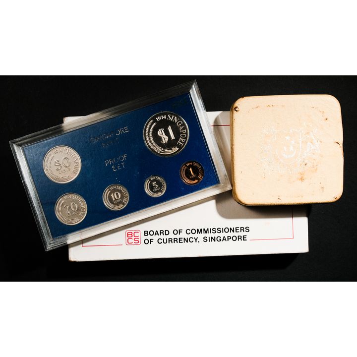Singapore 1987 Sterling Silver Proof coin set cert :08342 ,Singapore Mint Proof set 1974 1cent-$1 ,Singapore 1973 $10(eagle) 3set