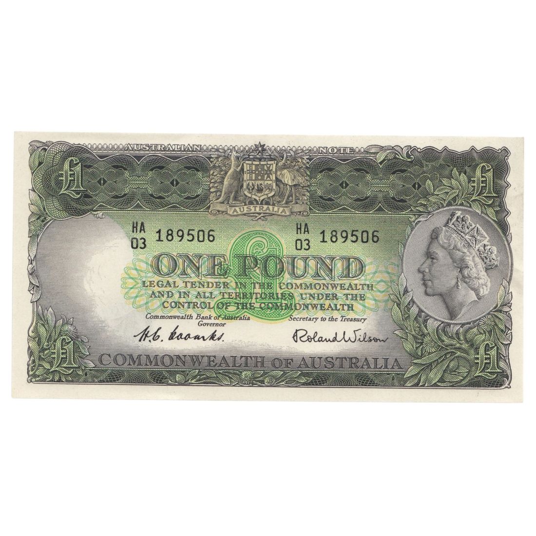 Australia 'Coombs - Wilson' Commonwealth £1 (1953), Uncirculated OPQ