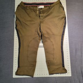 Nylon/Lycra Military Breeches, Army Green with 1" Black Stripe, 40" waist, Regular Length