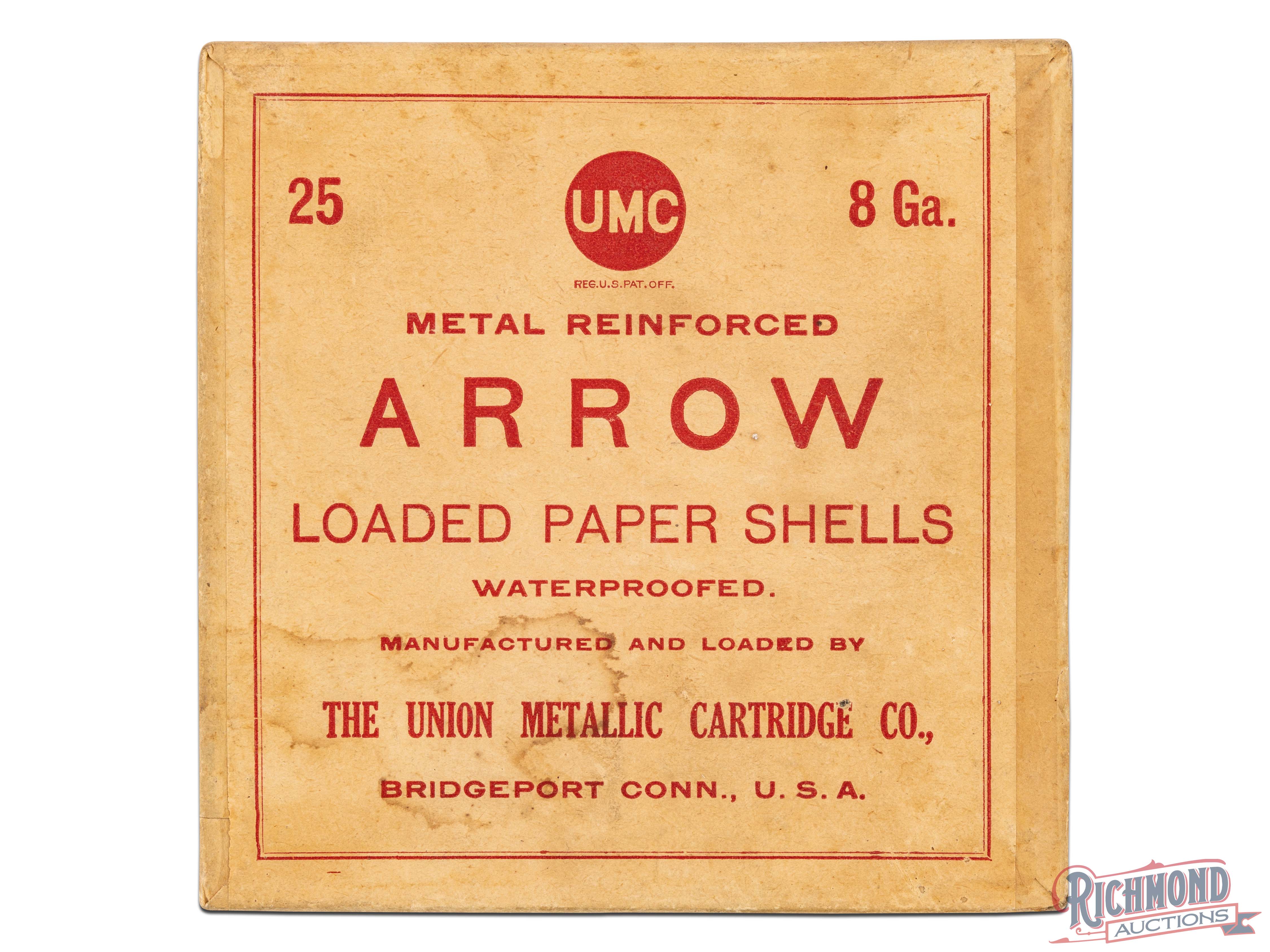 Metal Shells Full Union Metallic Cartridge Co Arrow Metal Reinforced Loaded Paper ...