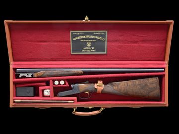 WINCHESTER MODEL 21 20 GAUGE FLAT SIDE CUSTOM GRADE ENGRAVED BY ANGELO BEE WITH CASE AND ACC