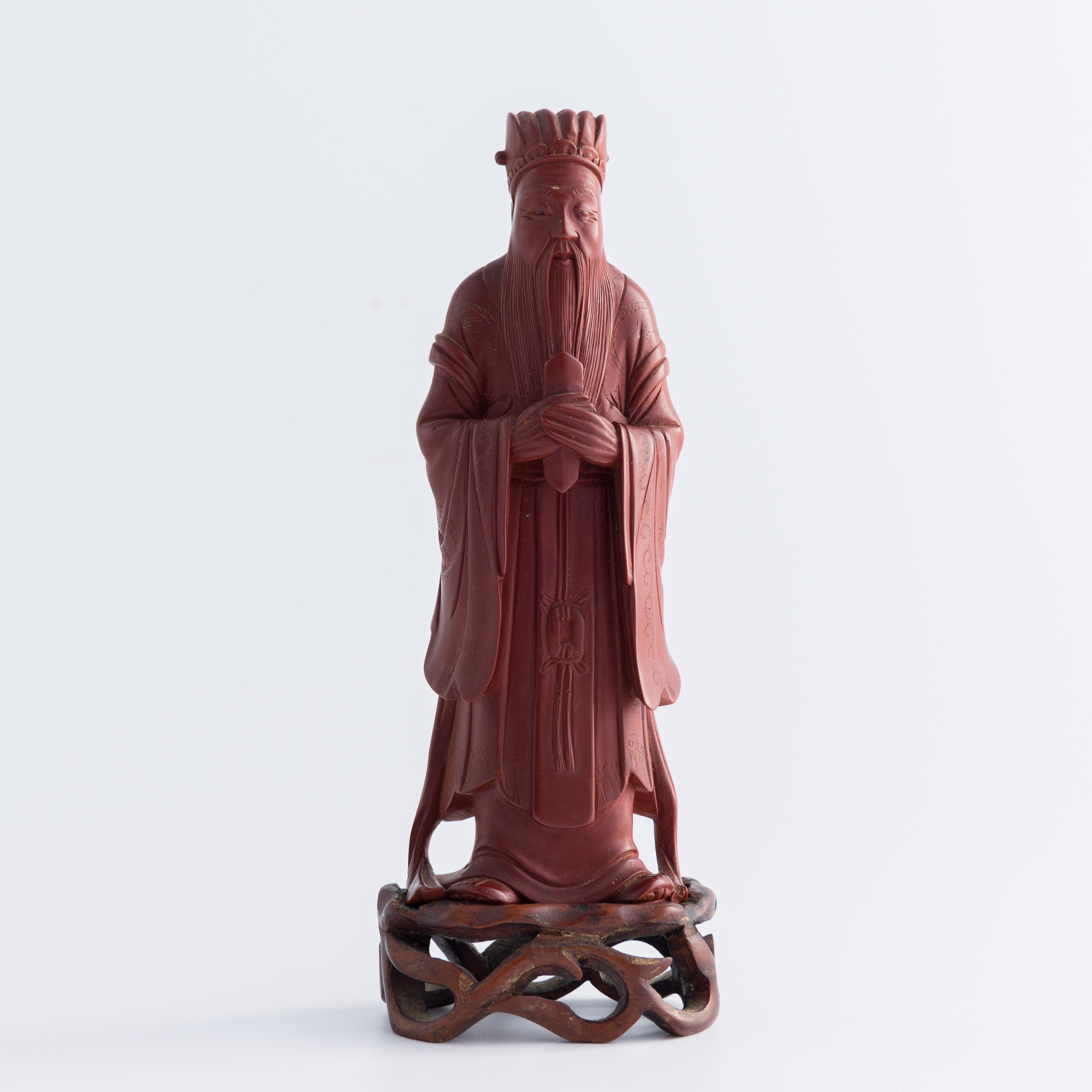 十九世紀晚黃楊木雕人物A Chinese Huangyang wood figure, late