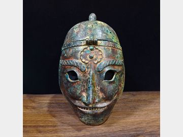 Collection of Han Dynasty style bronze weapons Mask Helmet