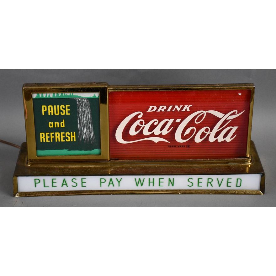 Drink Coca-Cola Pause & Refresh w/Waterfall Spinner Lighted Sign