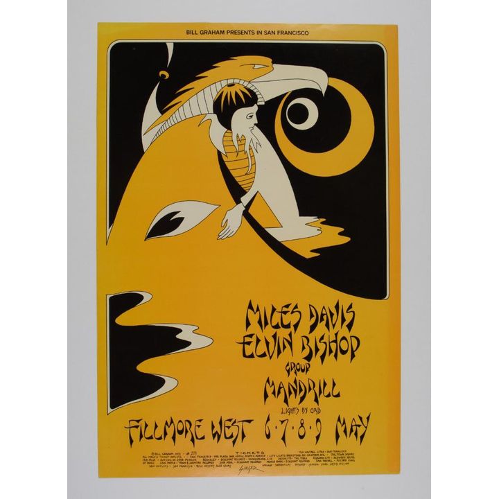 1971 BG-279 Miles Davis Elvin Bishop Fillmore West Poster Excellent 71