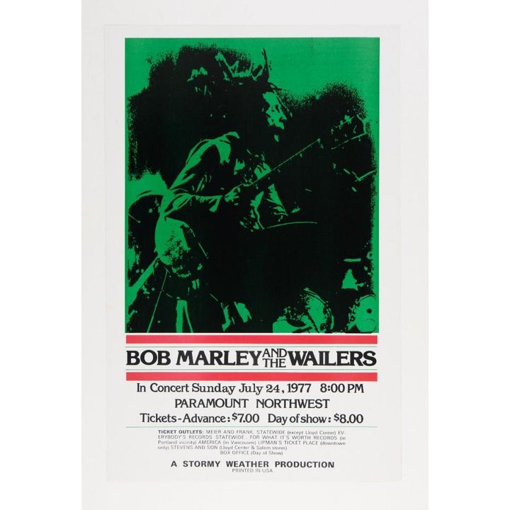 1977 Bob Marley & The Wailers Paramount Northwest Portland Poster Near Mint 87
