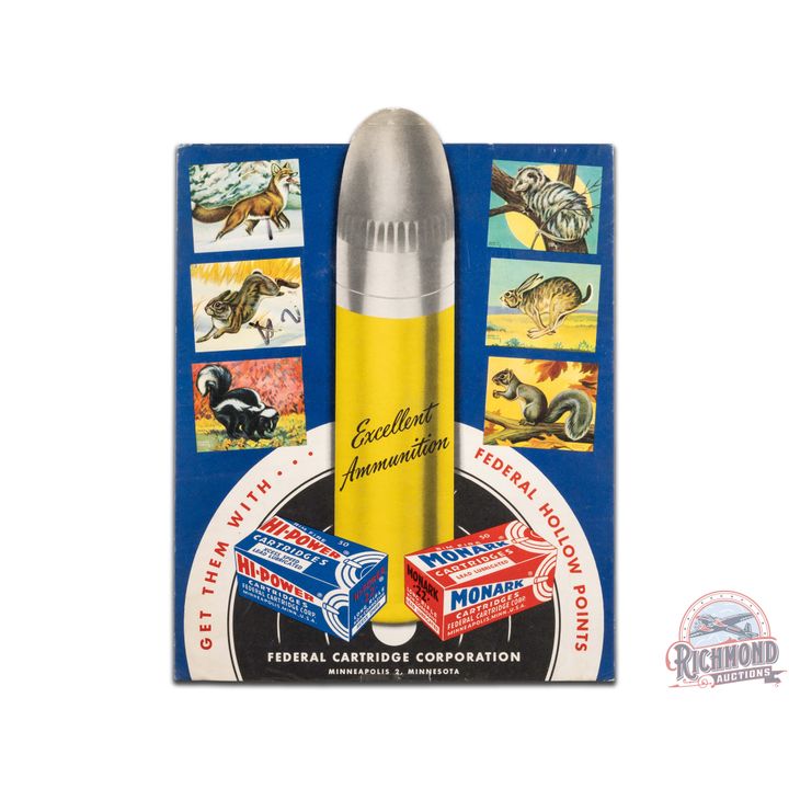 Federal Cartridge Co. .22 Cal Hollow Points Cardboard Easel Back Countertop Display Sign