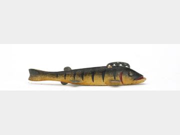 Perch fish spearing decoy, Oscar Peterson, Cadillac, Michigan.