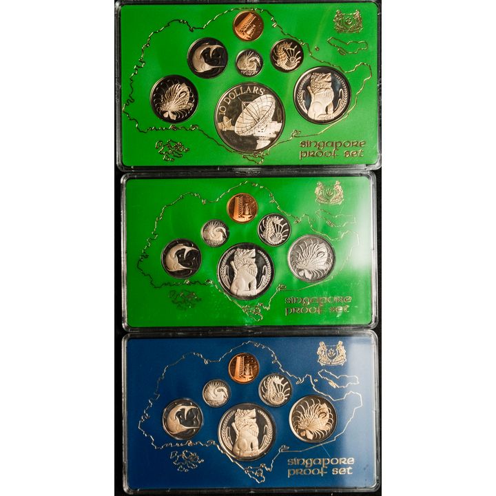 Singapore 1976,77,79 Proof Coins Set 1cent - $1 (Cert No:0522,1158,1896) Total 3 Set