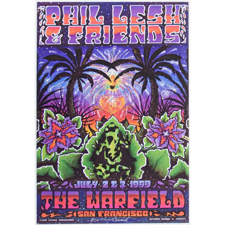 1999 Phil Lesh and Friends The Warfield LE Signed Everett Poster Near Mint 89