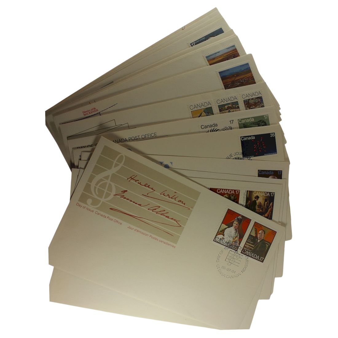Canada 1980 First Day Covers, Mint (18 different)