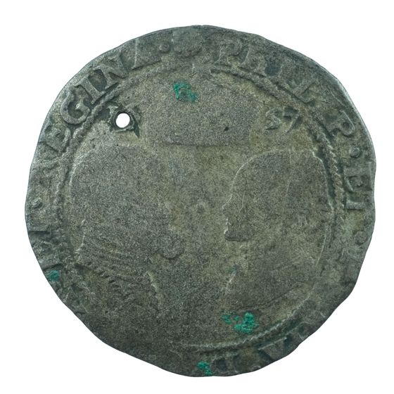 England Philip & Mary 1557 Silver Sixpence, Very Good details