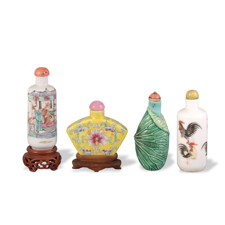 4 Assorted Chinese Snuff Bottles, 19th Century