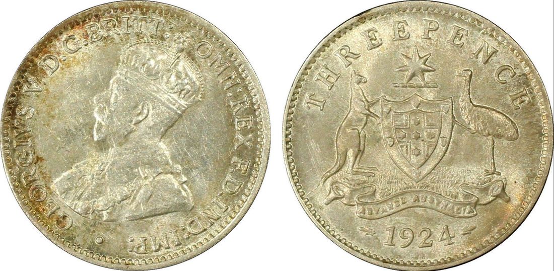 Australia 1924 Threepence, PCGS MS62 (Pop 16)
