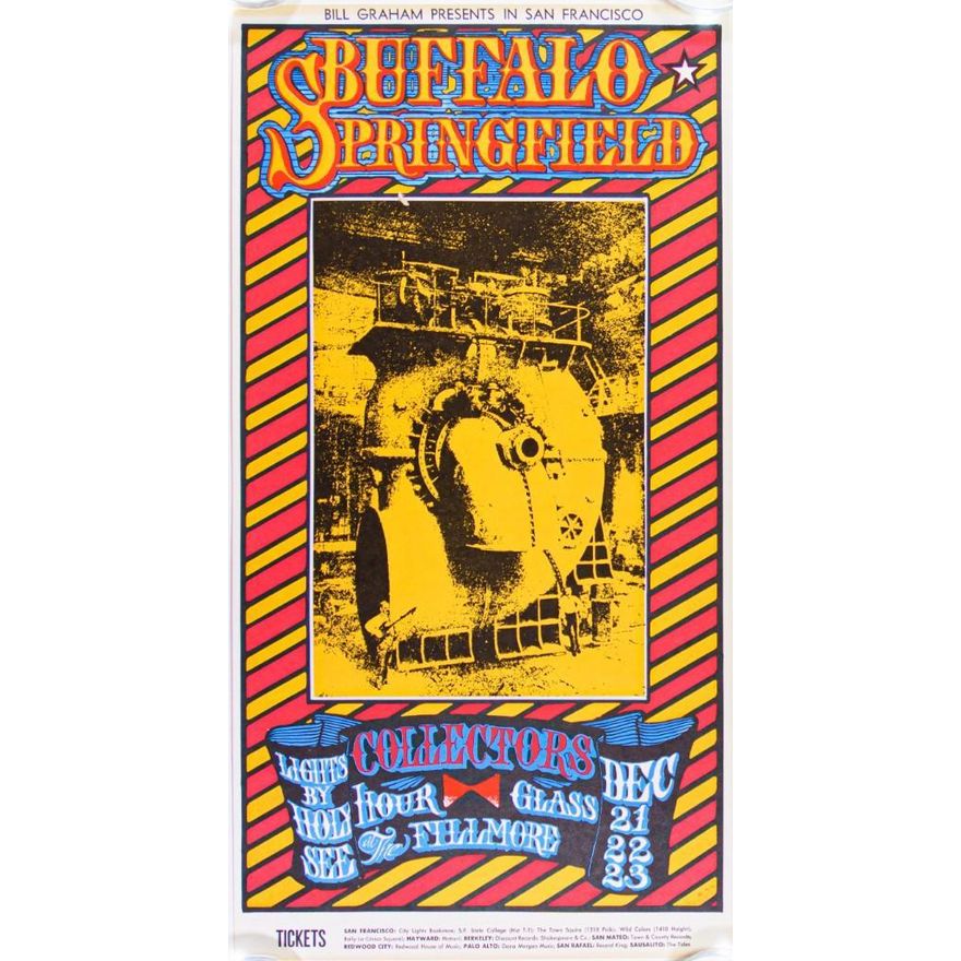 1967 BG-98 Buffalo Springfield Hour Glass Fillmore Auditorium Poster Near Mint 87