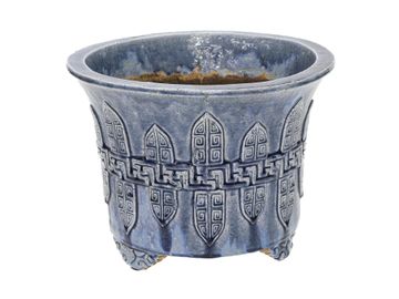 Vintage Cobalt Blue Glazed Oriental Style Planter