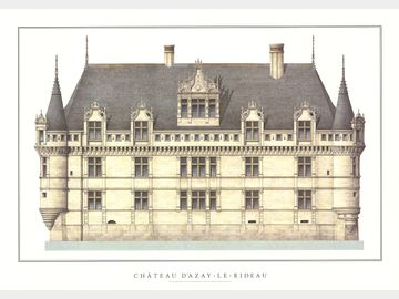 Artist Unknown - Chateau d'Azay-le-Rideau - Offset Lithograph 23.25" x 33"