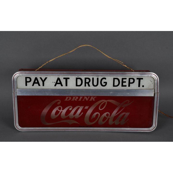 Drink Coca-Cola "Pay at Drug Dept." Lighted Sign