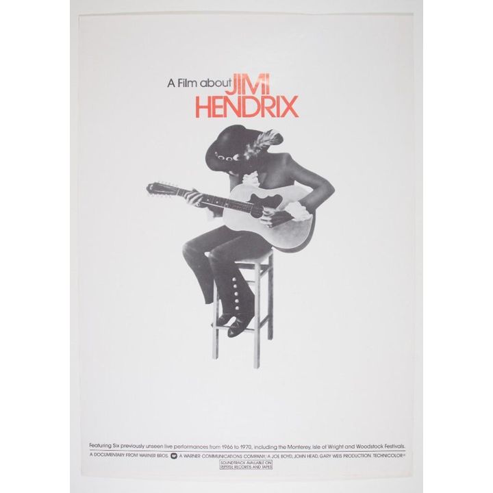 1973 Jimi Hendrix Documentary A Film About Jimi Hendrix Theatrical Poster Excellent 71