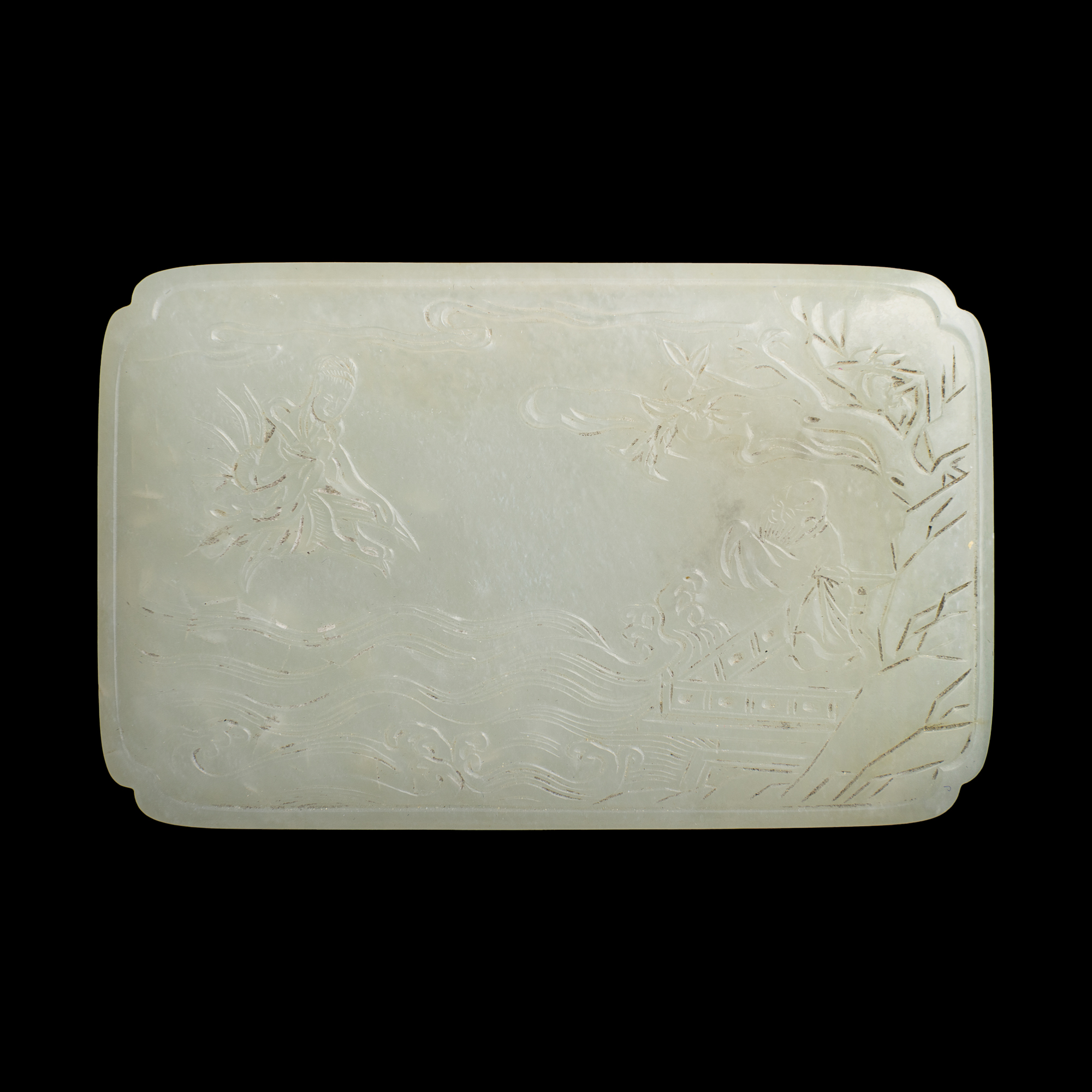 置物 彫刻 童子拜寿 【多寶屋】XP4617■唐木 極品■
