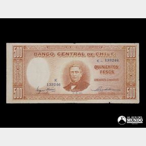 Chile, Banco Central. 500 Pesos. 1945.