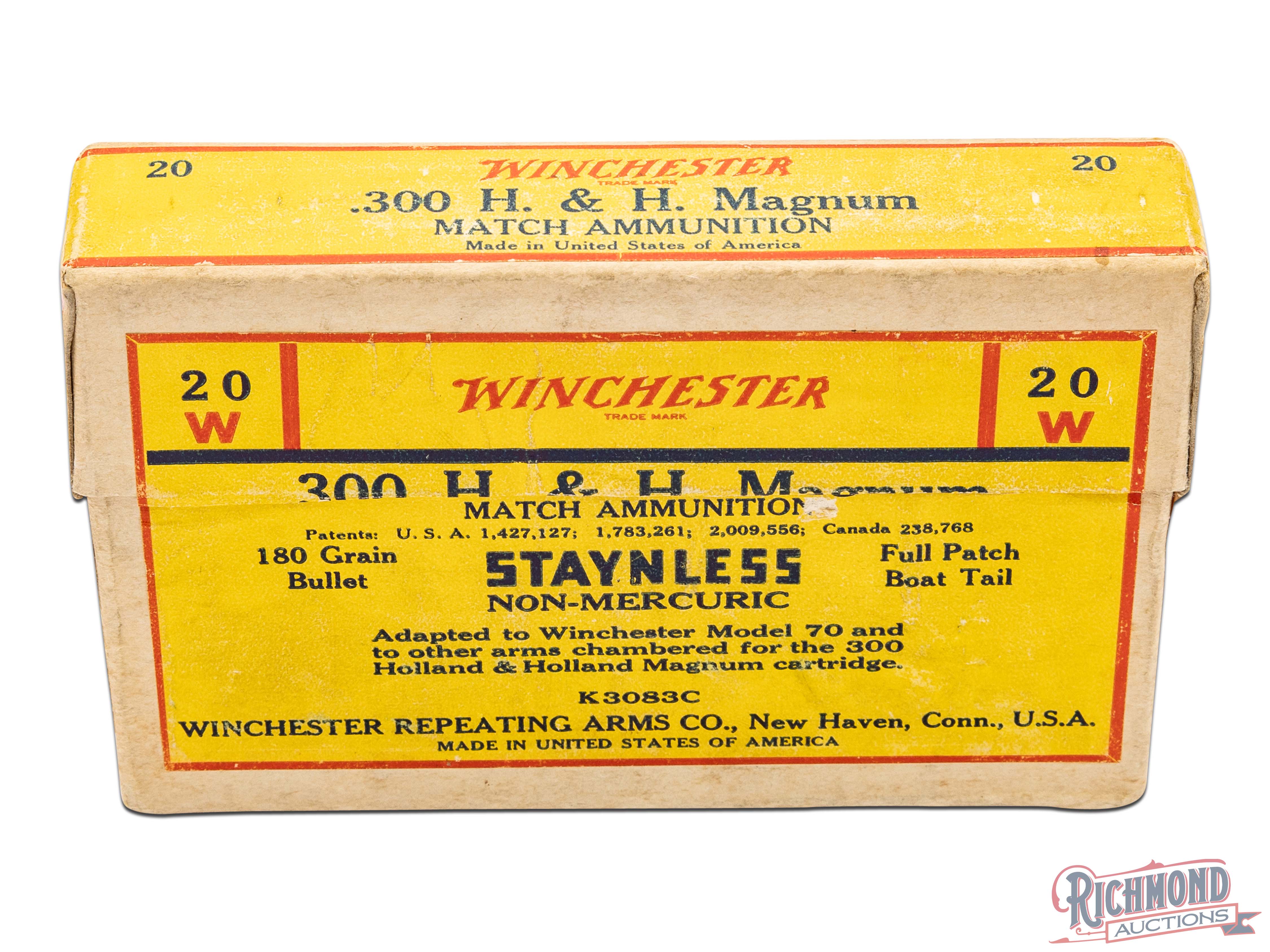 Sealed Box Of Winchester .300 H&H Magnum Staynless Match Ammunition ...