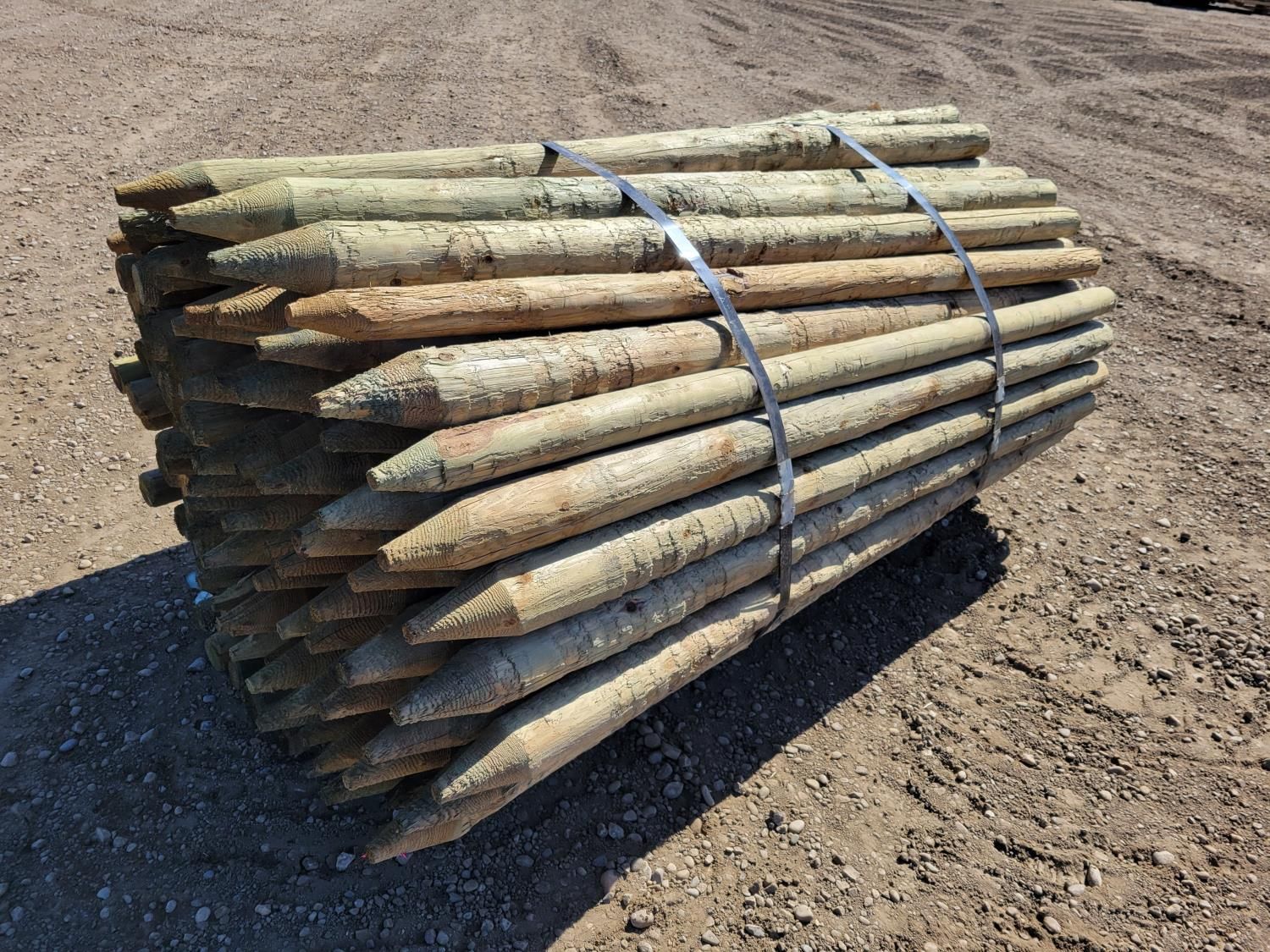 (115) 3-4 Inch X 7 Ft Treated Fence Posts (Unused) [25CD10993-031 ...