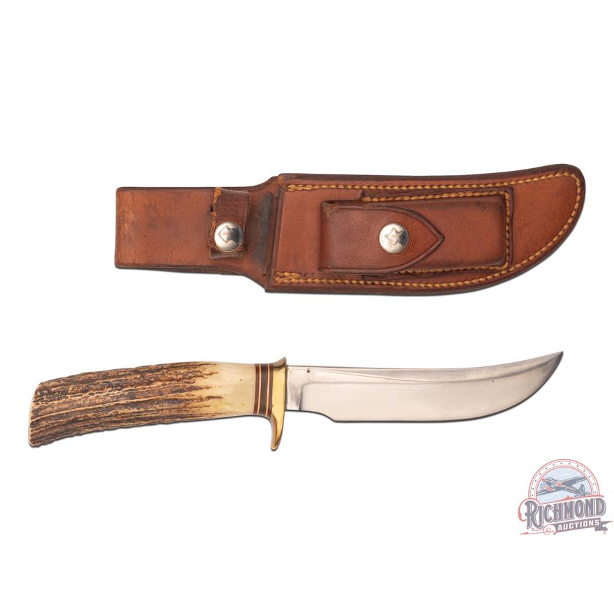 Randall Made Model 4 Hunter Knife 5" Blade with Stag Handle and Leather Sheath