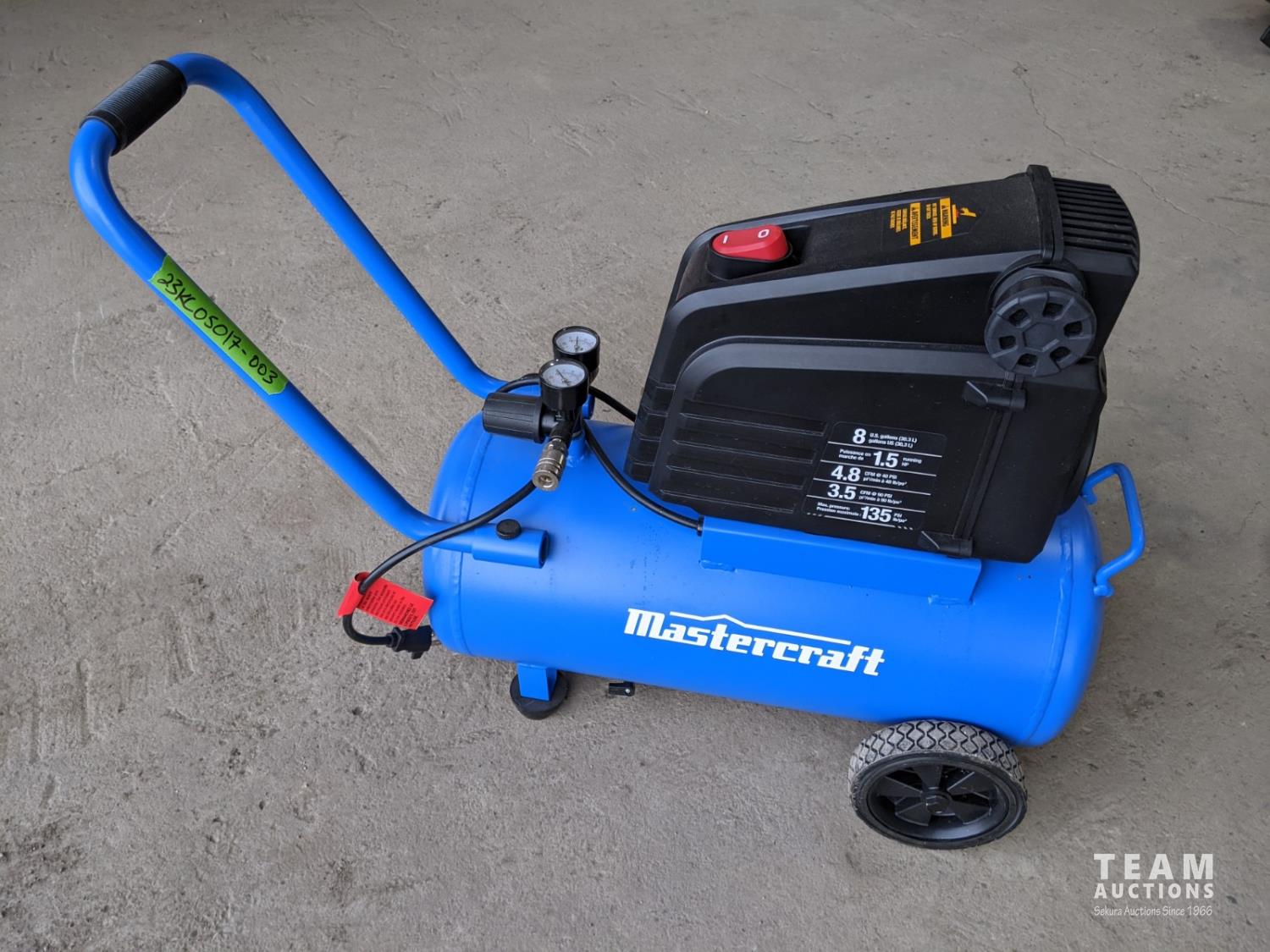 Mastercraft 8 Gallon Air Compressor (Unused) [23KC05017-003] | Team ...