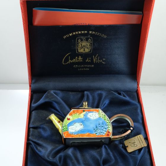 'Charlotte di Vita' Enamelled Brass Miniature Teapot c. 2001