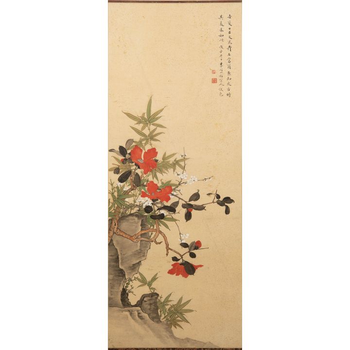 李研山 仿宋人筆法花卉鏡框 A Chinese flower painting, signed Li Yanshan (Chinese, 1898-1961)
