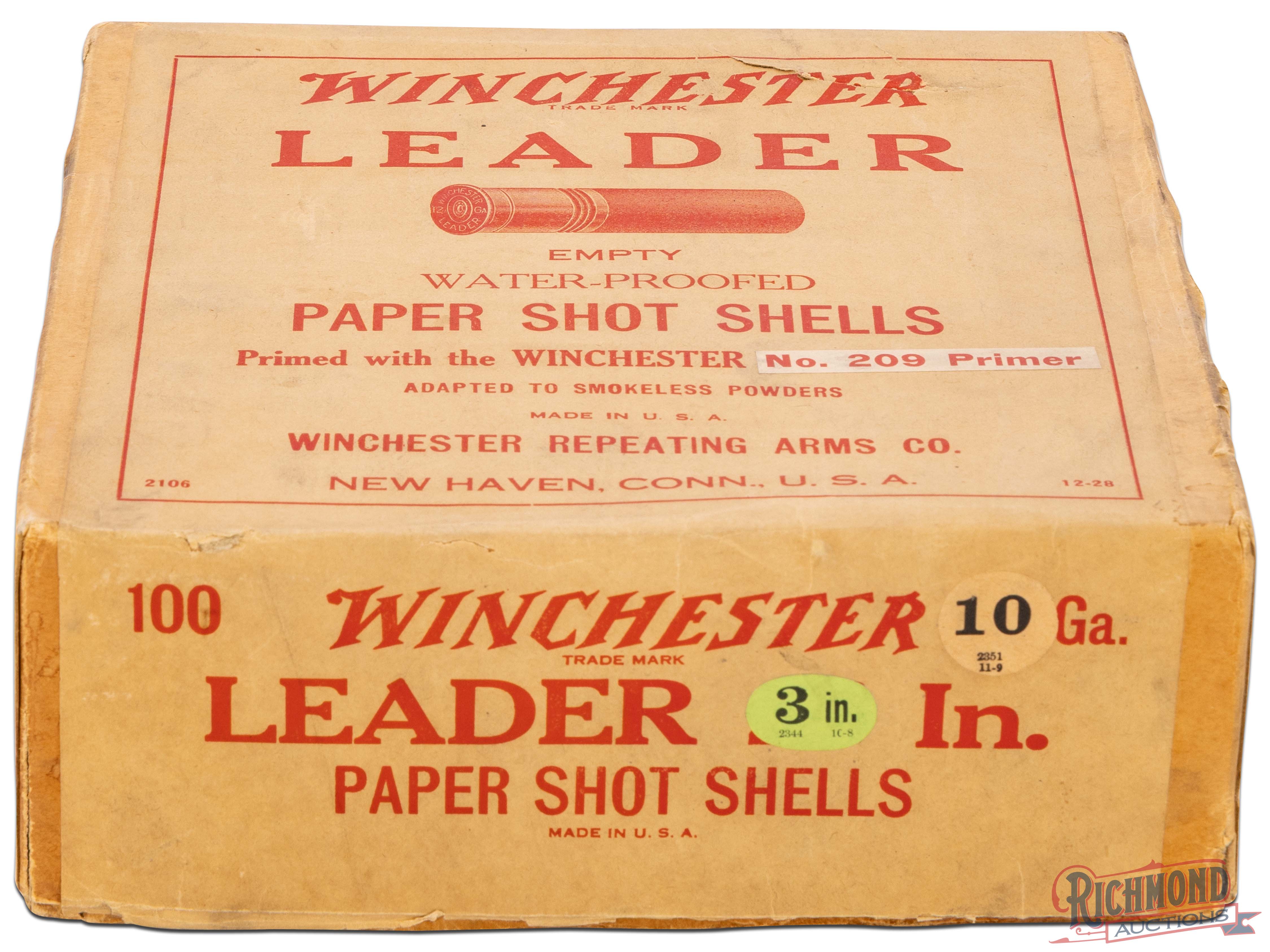 Winchester Leader 100 Round 10 Gauge Primed Empties Two piece Shell Box ...