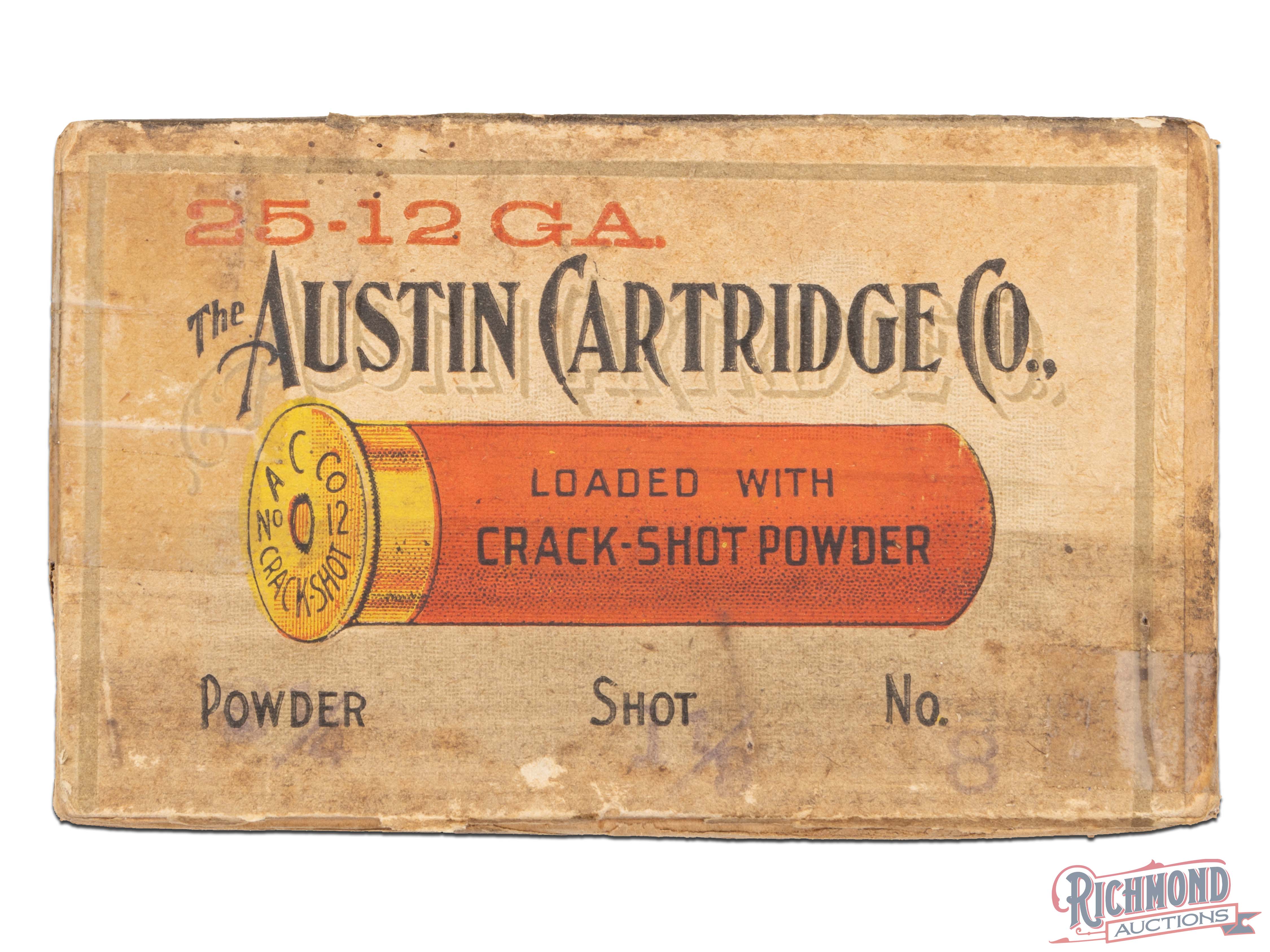 Empty 25 Round Austin Cartridge Company 12 Gauge Two Piece Crackshot ...