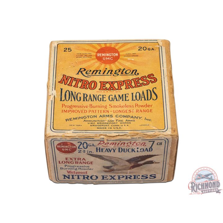 Remington UMC Nitro Express Heavy Duck Load Shot Shells 20 GA Box with Mallard Duck Two Piece