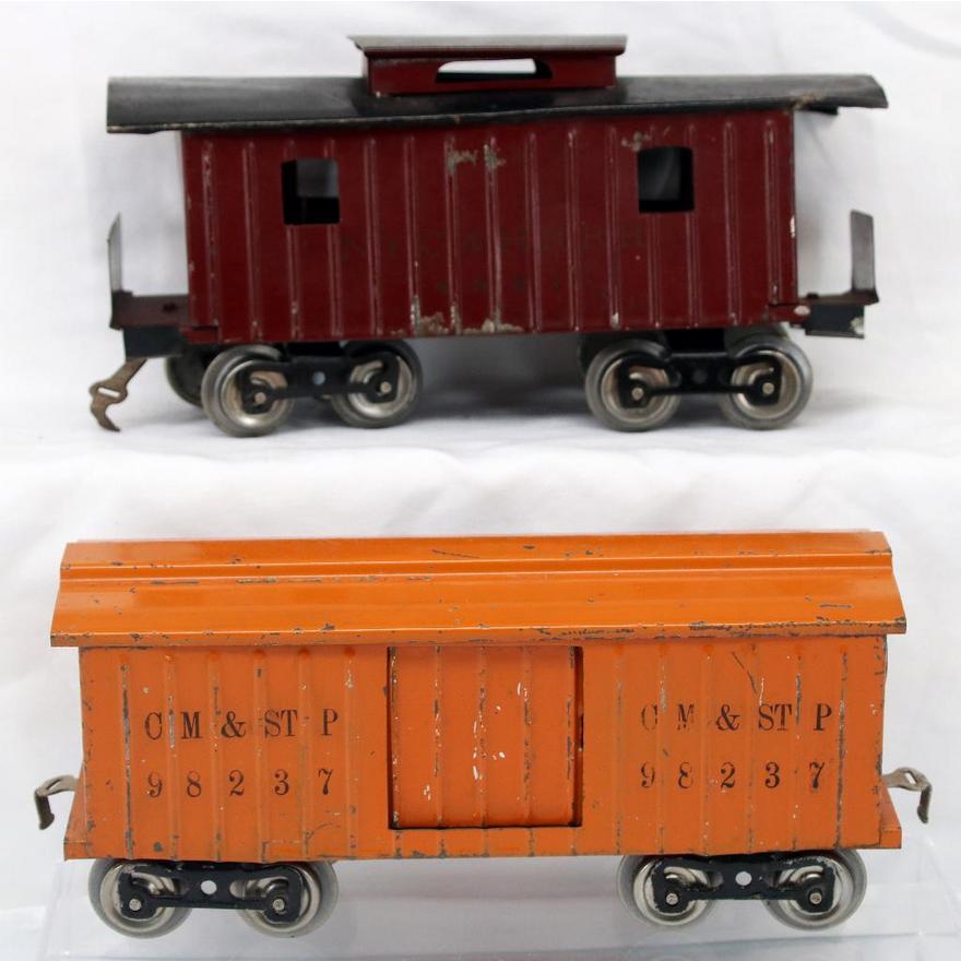 Lionel Prewar Standard Gauge 114 Box Car and 117 Caboose Maroon ...