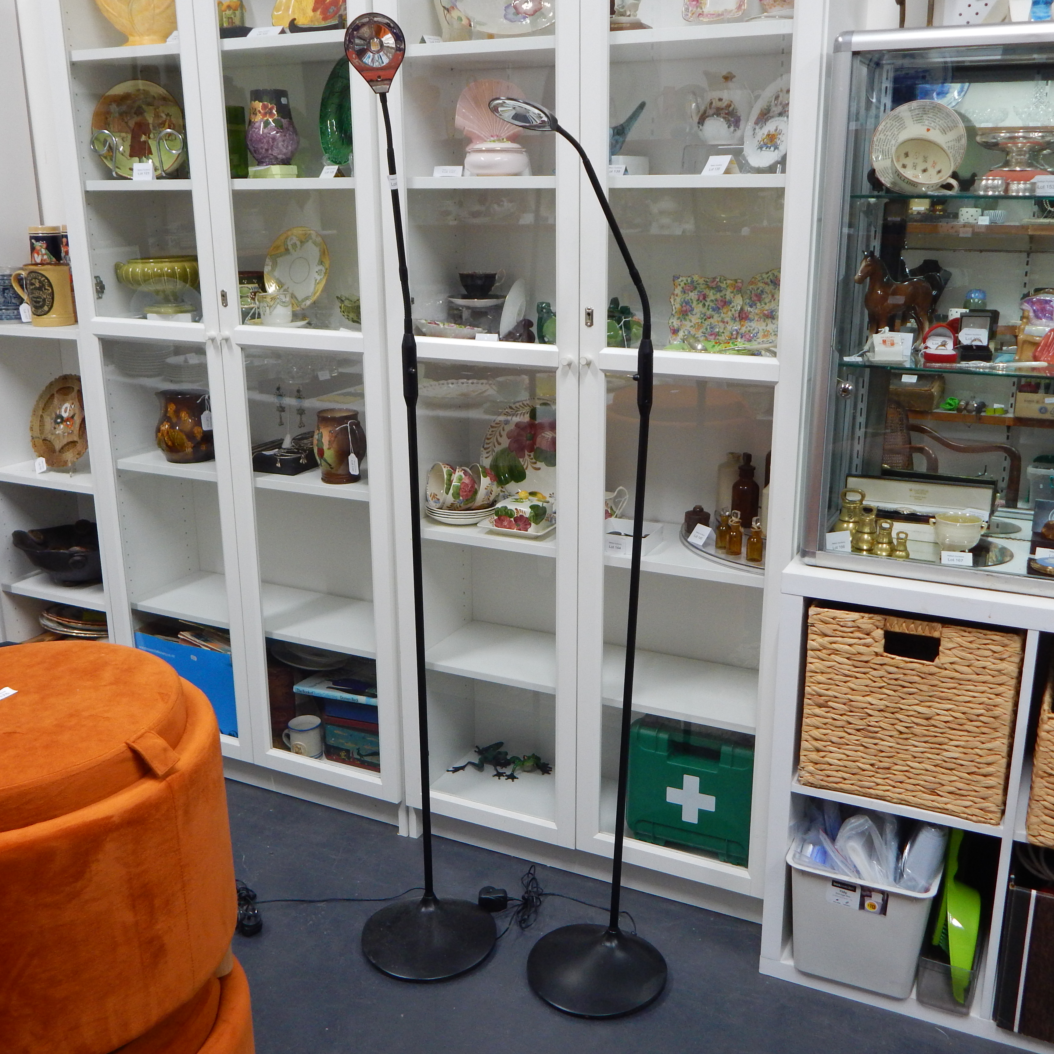 2 Black Modern Upright Lamps — sold at auction in New Zealand for $20