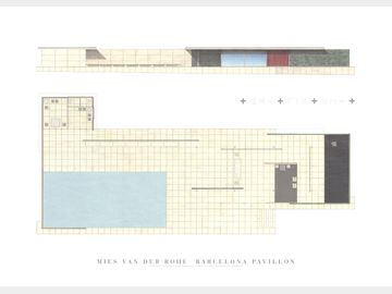 Mies van Der Rohe - Barcelona Pavillon - Offset Lithograph 19.75" x 27.5"