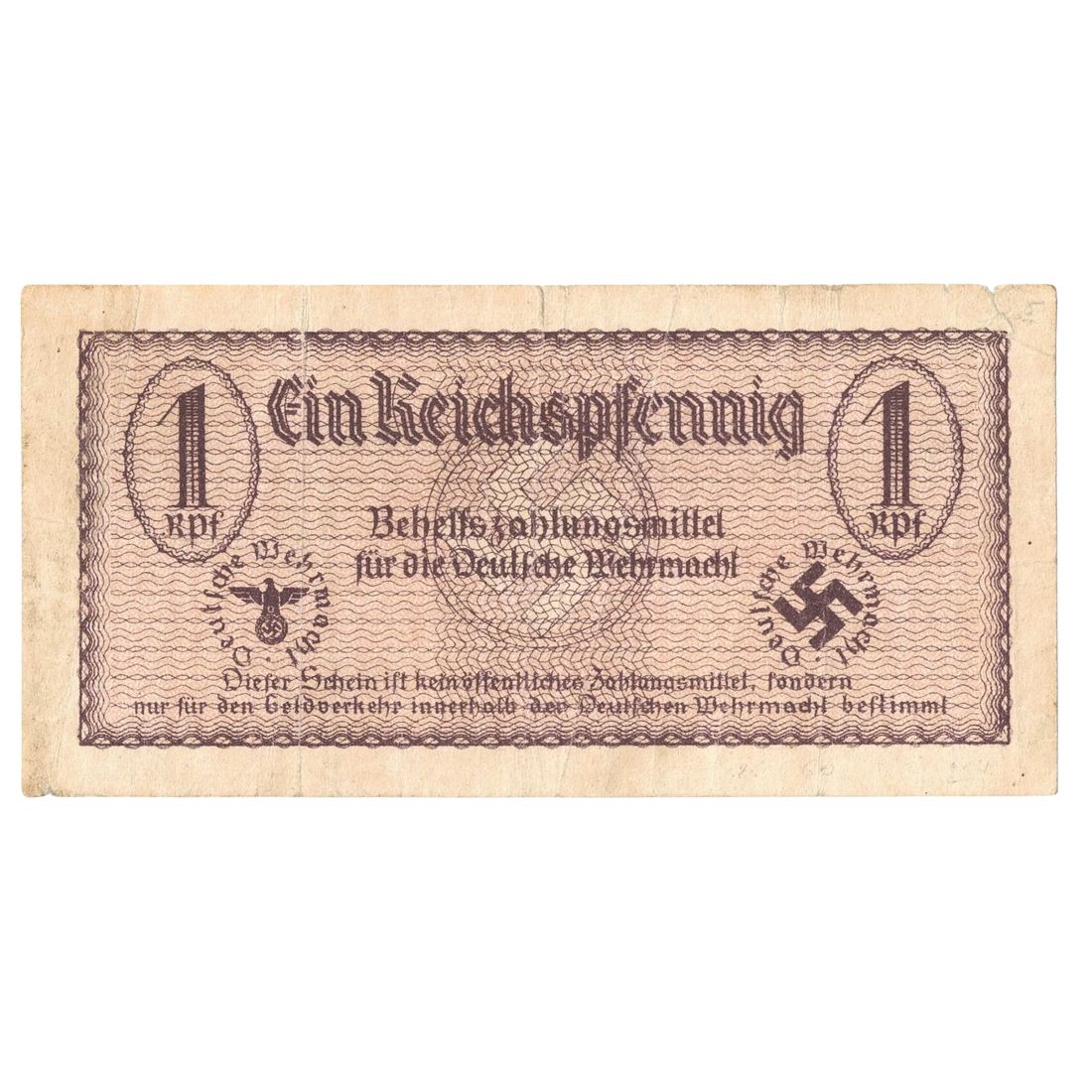 Germany Third Reich 'Auxiliary Payment' 1 Reichspfennig ND (1940), good Fine - Scarce