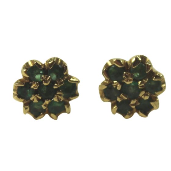 Emerald Earrings in 18ct Yellow Gold (Pair)