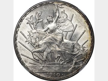 KM# 453 – Peso 1910 Mo Caballito. NGC MS63.